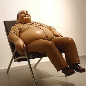 Sculpture of Relaxing Man in Chair