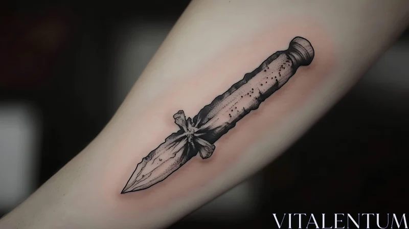 Black Ink Dagger Tattoo AI Image