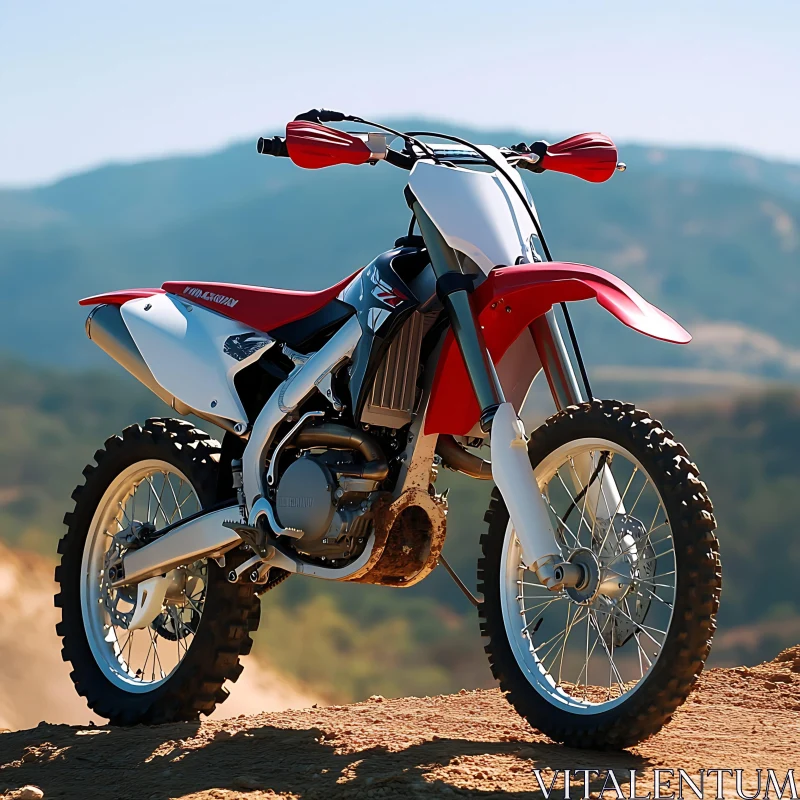 Off-Road Motorcycle on Hill AI Image