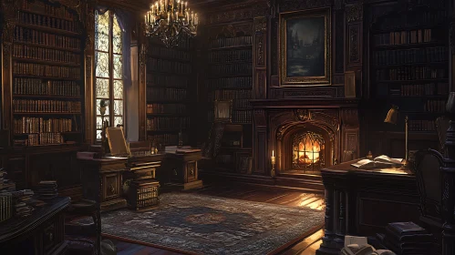 A Cozy Library Interior Scene