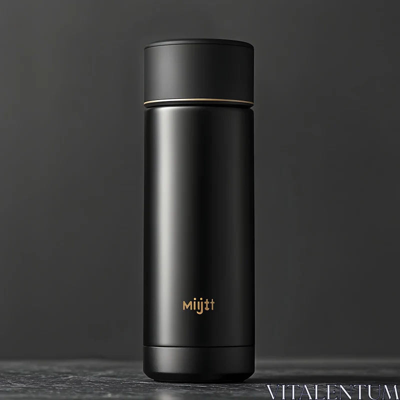 Sophisticated Black Water Bottle AI Image