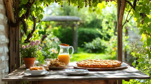 Tranquil Outdoor Table Setting in a Garden