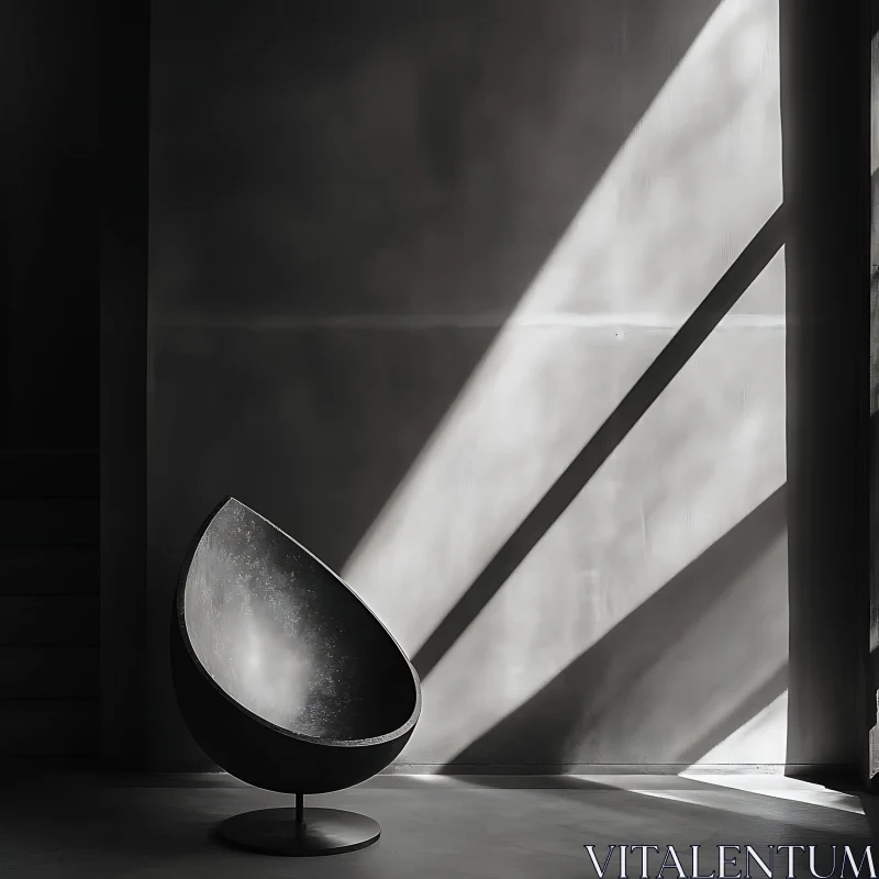 Minimalist Chair with Sunlight and Shadows AI Image