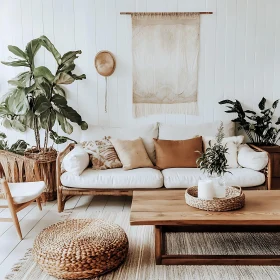 Cozy Home Interior with Plants and Wooden Accents