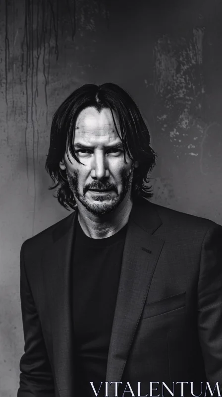 Black and White Keanu Reeves Photography AI Image