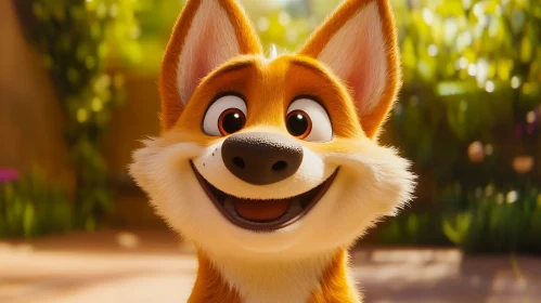 Smiling Fox Cartoon Character