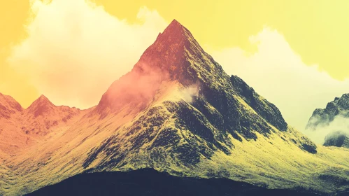 Serene Mountain Landscape with Misty Cloud Cover