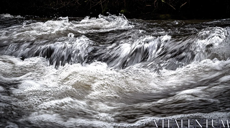 AI ART Vigorous Water Flow in a Rushing River