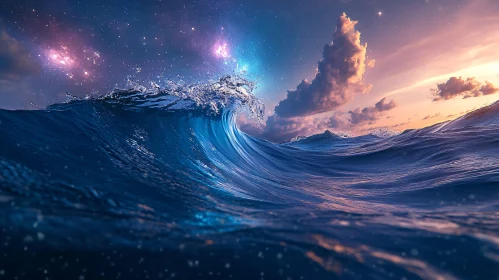 Enchanted Ocean Wave Under Night Sky