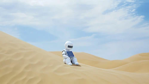 Robot on Sand Dune: A Moment of Reflection