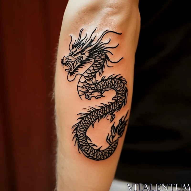 Intricate Dragon Tattoo Design on Arm AI Image