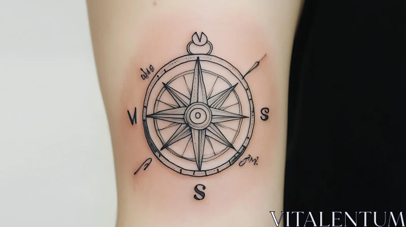 Compass Navigation Tattoo Art AI Image