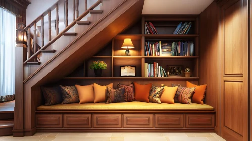 Comfortable Reading Spot with Books and Pillows