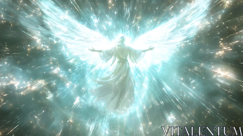 Radiant Angel with Wings of Light AI Image