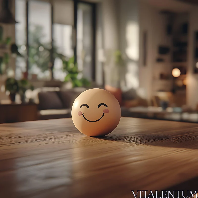 AI ART Happy Face on Wooden Surface