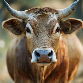 Detailed Cow Face with Horns