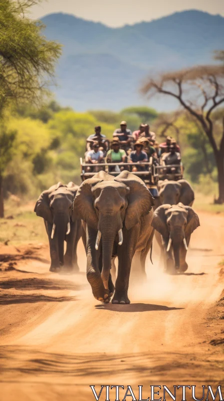AI ART Captivating Image of Elephants Leading a Cart | Precisionism Influence