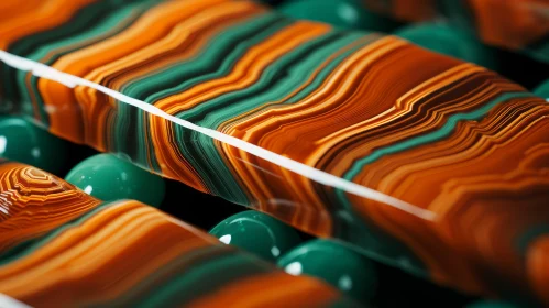 Close-up View of Striped Agate Stone in Orange and Green