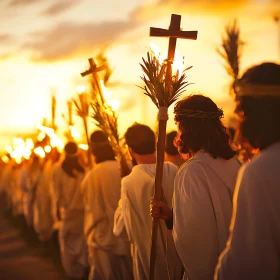 Religious Procession with Crosses