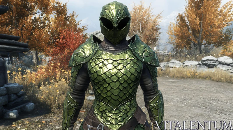 Emerald Armor: A Hero's Vigil AI Image