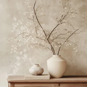 Neutral Blossom Arrangement in Vases