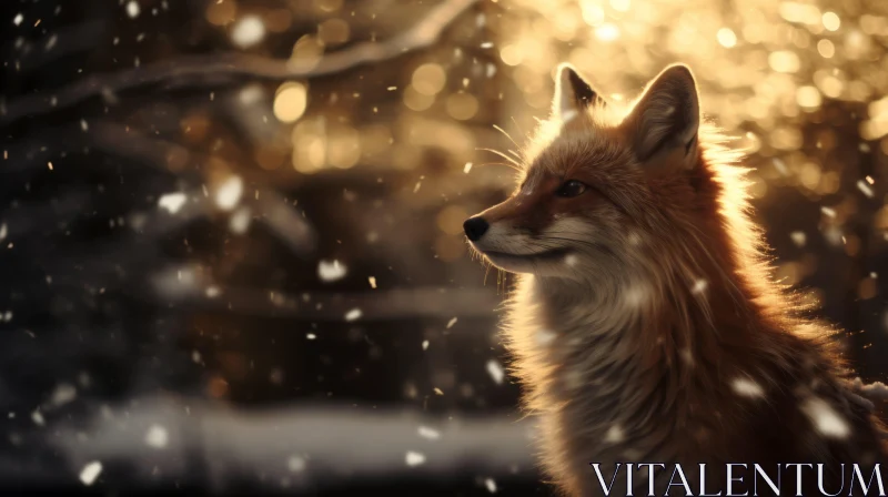 Enchanting Fox in Snowy Setting - A Tonalist Art Piece AI Image