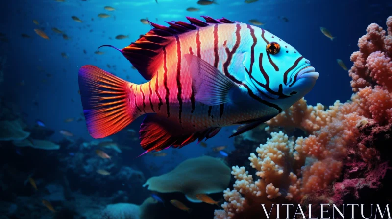 Exotic Coral Fish in Bold Chromaticity - A Junglepunk Artwork AI Image