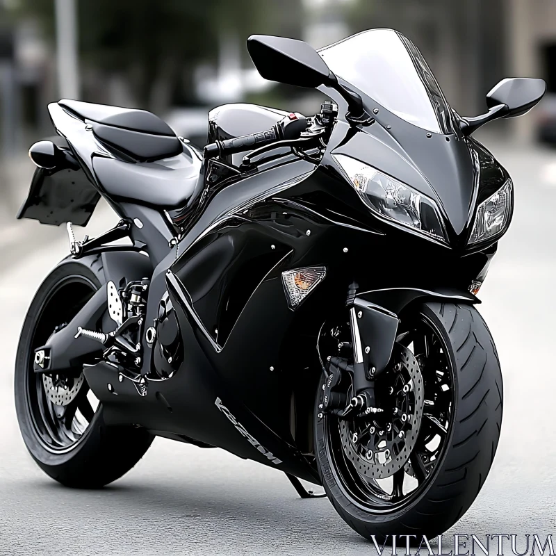 Black Sportbike Elegance AI Image