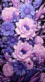 Purple Flowers in Monochromatic Dreamscapes - Art Print