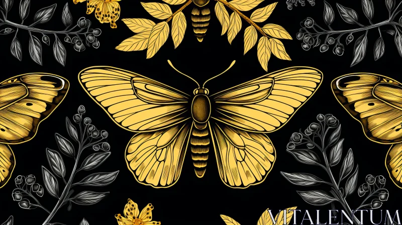 Vintage Gold Butterfly Vector Illustration: A Luxurious Touch of Nature AI Image