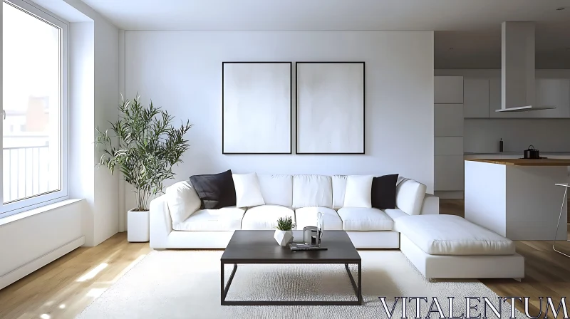 AI ART Minimalist Home Decor with White Sofa