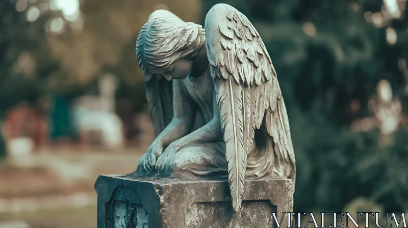 Stone Angel in Mourning AI Image