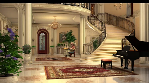 Opulent Interior with Musical Ambiance