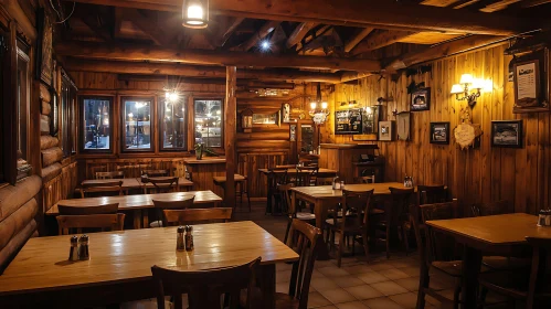 Warm Wooden Restaurant Ambiance