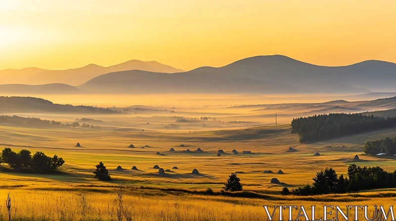 Tranquil Mountain Landscape at Dawn AI Image