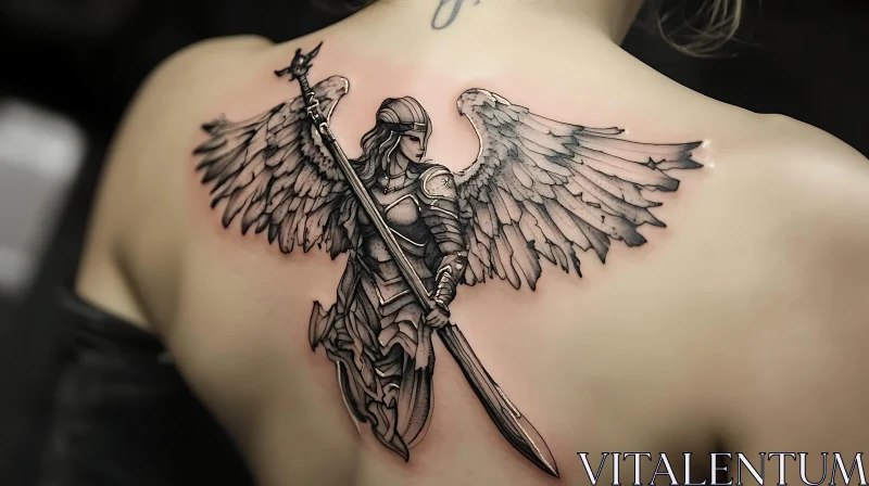 AI ART Monochrome Angelic Tattoo Art