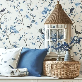 Blue Floral and Bird Home Interior