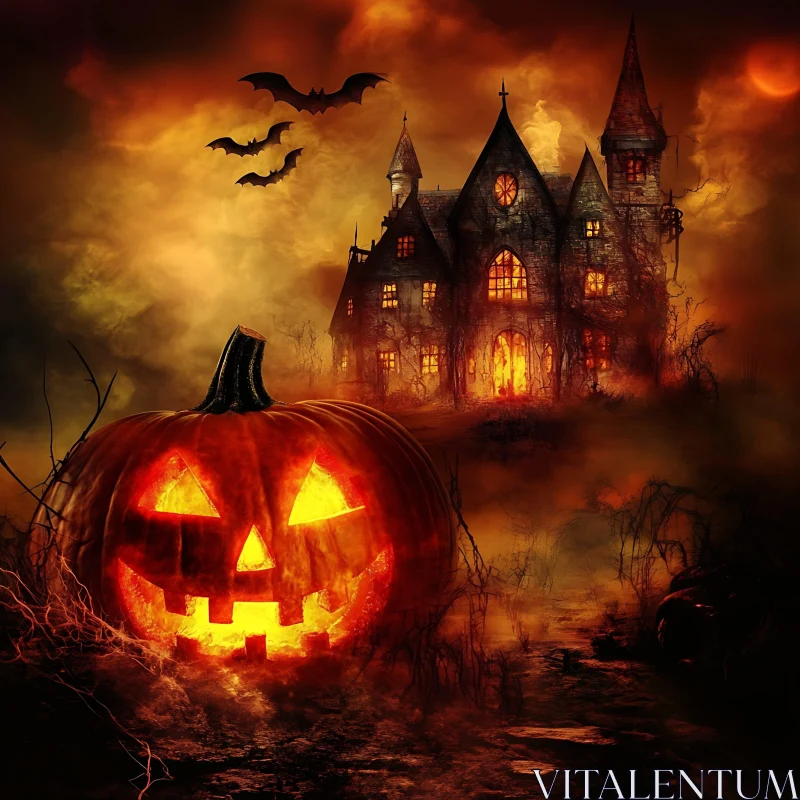 AI ART Spooky Halloween Night Scene