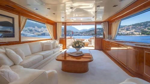 Elegant Yacht Cabin with Panoramic Ocean Vista