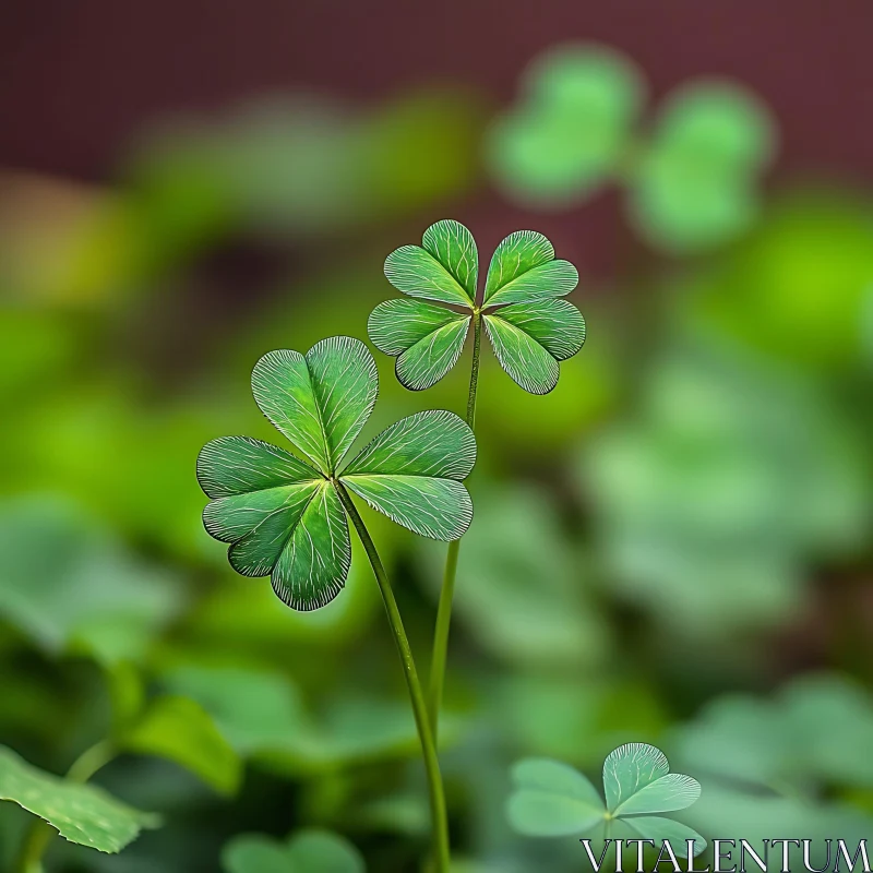 Detailed Shot of Clover Leaves AI Image