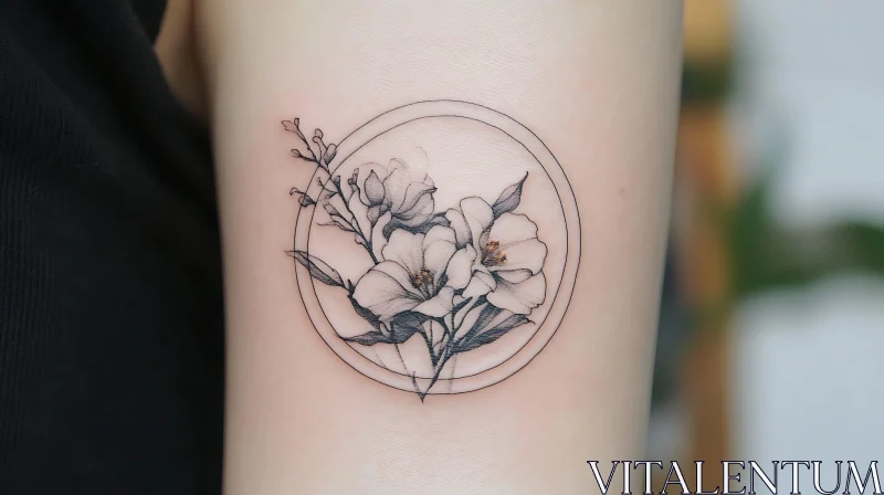 Minimalist Flower Tattoo Design AI Image