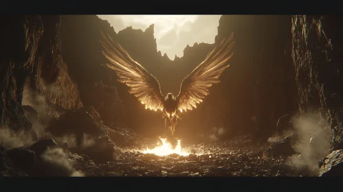 Golden Angel Descent into the Inferno