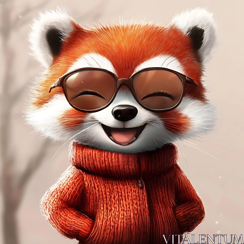 Smiling Red Panda with Glasses AI Image