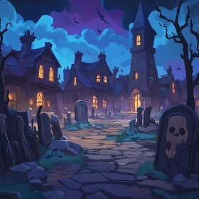 Nighttime Graveyard Scene