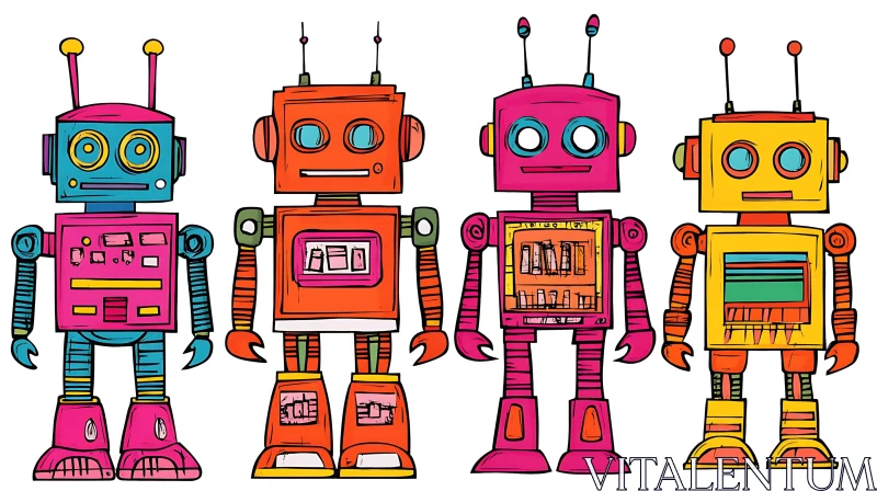 AI ART Whimsical Robot Gang