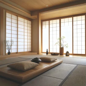 Minimalist Japanese Room with Natural Light