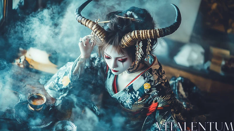 AI ART Horned Demon in Kimono