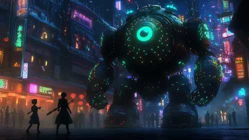 Neon City Robot Encounter