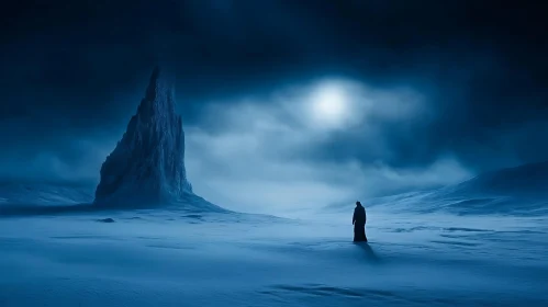 Frozen Landscape with Lone Figure