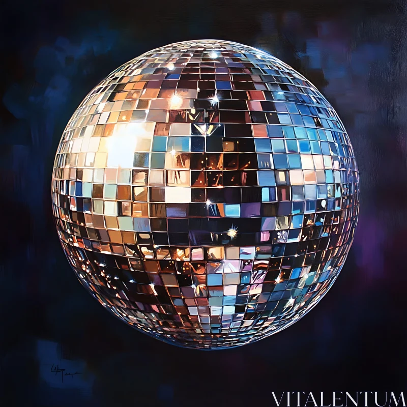 AI ART Mirrored Disco Ball Art - Nightlife Celebration